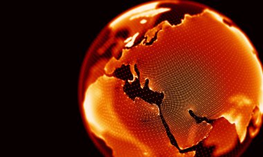 Arka kırmızı geometrik plan. Bağlantı yapısı. Bilim arka plan. Fütüristik teknoloji Hud öğesi. onnecting noktalar ve çizgiler. Büyük veri görselleştirme ve iş .