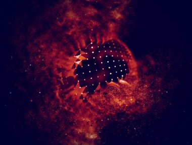 Soyut mavi 3d aydınlatmalı kafes küre bozuk. Neon işareti. Fütüristik teknoloji Hud öğesi. Zarif soyut küre yok. Büyük veri görselleştirme .