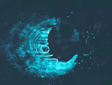 Soyut mavi 3d aydınlatmalı kafes küre bozuk. Neon işareti. Fütüristik teknoloji Hud öğesi. Zarif soyut küre yok. Büyük veri görselleştirme .