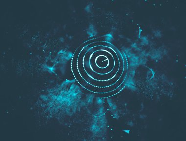 Soyut mavi 3d aydınlatmalı kafes küre bozuk. Neon işareti. Fütüristik teknoloji Hud öğesi. Zarif soyut küre yok. Büyük veri görselleştirme .