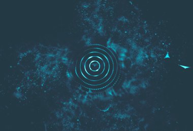 Soyut mavi 3d aydınlatmalı kafes küre bozuk. Neon işareti. Fütüristik teknoloji Hud öğesi. Zarif soyut küre yok. Büyük veri görselleştirme .