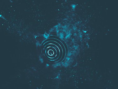 Soyut mavi 3d aydınlatmalı kafes küre bozuk. Neon işareti. Fütüristik teknoloji Hud öğesi. Zarif soyut küre yok. Büyük veri görselleştirme .