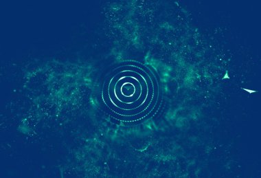 Soyut mavi 3d aydınlatmalı kafes küre bozuk. Neon işareti. Fütüristik teknoloji Hud öğesi. Zarif soyut küre yok. Büyük veri görselleştirme .