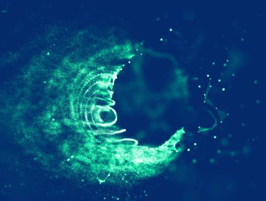 Soyut mavi 3d aydınlatmalı kafes küre bozuk. Neon işareti. Fütüristik teknoloji Hud öğesi. Zarif soyut küre yok. Büyük veri görselleştirme .