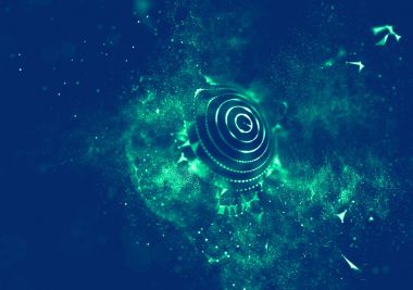 Soyut mavi 3d aydınlatmalı kafes küre bozuk. Neon işareti. Fütüristik teknoloji Hud öğesi. Zarif soyut küre yok. Büyük veri görselleştirme .