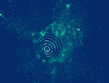 Soyut mavi 3d aydınlatmalı kafes küre bozuk. Neon işareti. Fütüristik teknoloji Hud öğesi. Zarif soyut küre yok. Büyük veri görselleştirme .