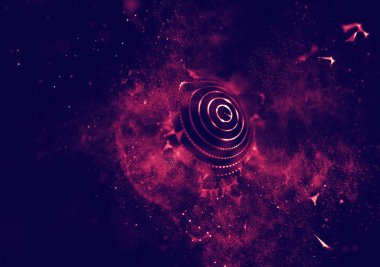 Soyut mavi 3d aydınlatmalı kafes küre bozuk. Neon işareti. Fütüristik teknoloji Hud öğesi. Zarif soyut küre yok. Büyük veri görselleştirme .