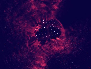 Soyut mavi 3d aydınlatmalı kafes küre bozuk. Neon işareti. Fütüristik teknoloji Hud öğesi. Zarif soyut küre yok. Büyük veri görselleştirme .