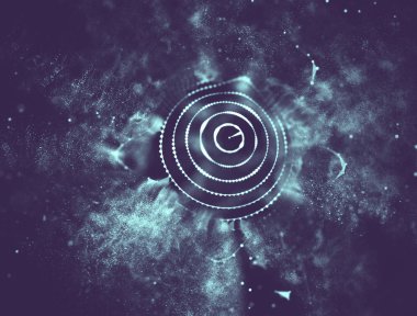 Soyut mavi 3d aydınlatmalı kafes küre bozuk. Neon işareti. Fütüristik teknoloji Hud öğesi. Zarif soyut küre yok. Büyük veri görselleştirme. Mavi arka plan