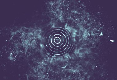 Soyut mavi 3d aydınlatmalı kafes küre bozuk. Neon işareti. Fütüristik teknoloji Hud öğesi. Zarif soyut küre yok. Büyük veri görselleştirme. Mavi arka plan