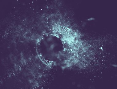 Soyut mavi 3d aydınlatmalı kafes küre bozuk. Neon işareti. Fütüristik teknoloji Hud öğesi. Zarif soyut küre yok. Büyük veri görselleştirme. Mavi arka plan