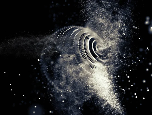 Soyut mavi 3d aydınlatmalı kafes küre bozuk. Neon işareti. Fütüristik teknoloji Hud öğesi. Zarif soyut küre yok. Kum fırtınası, toz parçacıkları .