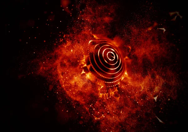 Soyut mavi 3d aydınlatmalı kafes küre bozuk. Neon işareti. Fütüristik teknoloji Hud öğesi. Zarif soyut küre yok. Büyük veri görselleştirme .