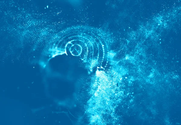 Soyut mavi 3d aydınlatmalı kafes küre bozuk. Neon işareti. Fütüristik teknoloji Hud öğesi. Zarif soyut küre yok. Büyük veri görselleştirme .