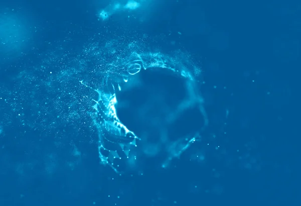 Abstract blue 3d Illuminated distorted Mesh Sphere. Неоновый знак. Futuristic Technology HUD Element. Элегантная Абстрактная Уничтоженная Сфера. Визуализация больших данных  . — стоковое фото