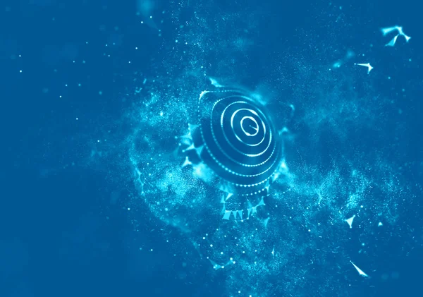 Soyut mavi 3d aydınlatmalı kafes küre bozuk. Neon işareti. Fütüristik teknoloji Hud öğesi. Zarif soyut küre yok. Büyük veri görselleştirme .