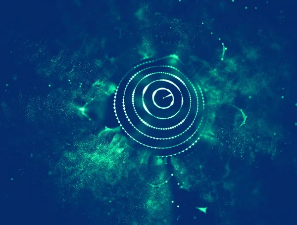 Soyut mavi 3d aydınlatmalı kafes küre bozuk. Neon işareti. Fütüristik teknoloji Hud öğesi. Zarif soyut küre yok. Büyük veri görselleştirme .