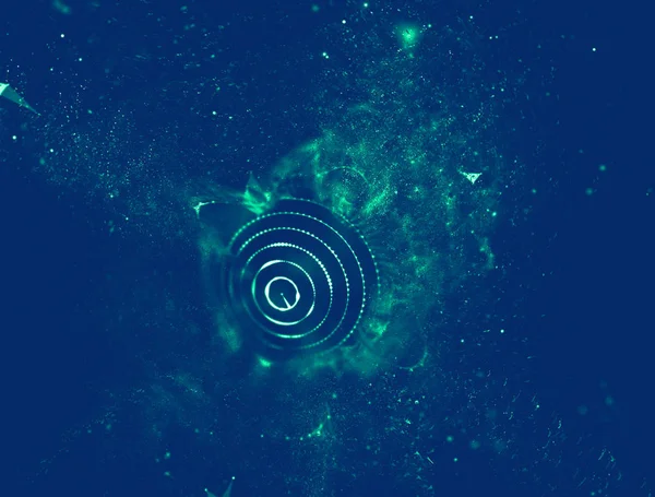 Soyut mavi 3d aydınlatmalı kafes küre bozuk. Neon işareti. Fütüristik teknoloji Hud öğesi. Zarif soyut küre yok. Büyük veri görselleştirme .