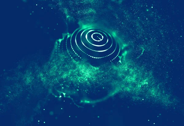 Soyut mavi 3d aydınlatmalı kafes küre bozuk. Neon işareti. Fütüristik teknoloji Hud öğesi. Zarif soyut küre yok. Büyük veri görselleştirme .