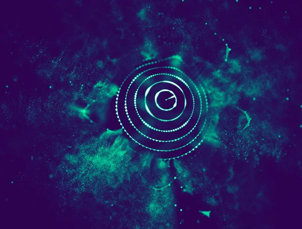 Soyut mavi 3d aydınlatmalı kafes küre bozuk. Neon işareti. Fütüristik teknoloji Hud öğesi. Zarif soyut küre yok. Büyük veri görselleştirme .