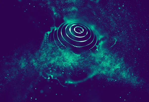 Soyut mavi 3d aydınlatmalı kafes küre bozuk. Neon işareti. Fütüristik teknoloji Hud öğesi. Zarif soyut küre yok. Büyük veri görselleştirme .