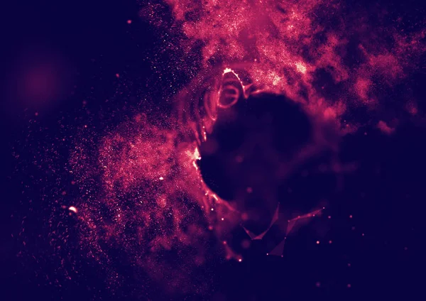 Soyut mavi 3d aydınlatmalı kafes küre bozuk. Neon işareti. Fütüristik teknoloji Hud öğesi. Zarif soyut küre yok. Büyük veri görselleştirme .