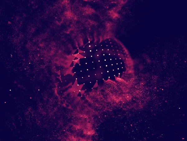 Soyut mavi 3d aydınlatmalı kafes küre bozuk. Neon işareti. Fütüristik teknoloji Hud öğesi. Zarif soyut küre yok. Büyük veri görselleştirme .