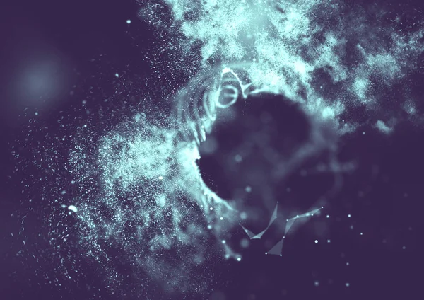 Soyut mavi 3d aydınlatmalı kafes küre bozuk. Neon işareti. Fütüristik teknoloji Hud öğesi. Zarif soyut küre yok. Büyük veri görselleştirme. Mavi arka plan