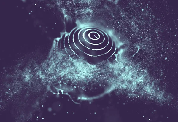 Soyut mavi 3d aydınlatmalı kafes küre bozuk. Neon işareti. Fütüristik teknoloji Hud öğesi. Zarif soyut küre yok. Büyük veri görselleştirme. Mavi arka plan