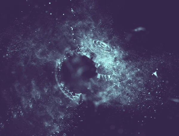 Soyut mavi 3d aydınlatmalı kafes küre bozuk. Neon işareti. Fütüristik teknoloji Hud öğesi. Zarif soyut küre yok. Büyük veri görselleştirme. Mavi arka plan