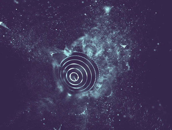 Soyut mavi 3d aydınlatmalı kafes küre bozuk. Neon işareti. Fütüristik teknoloji Hud öğesi. Zarif soyut küre yok. Büyük veri görselleştirme. Mavi arka plan