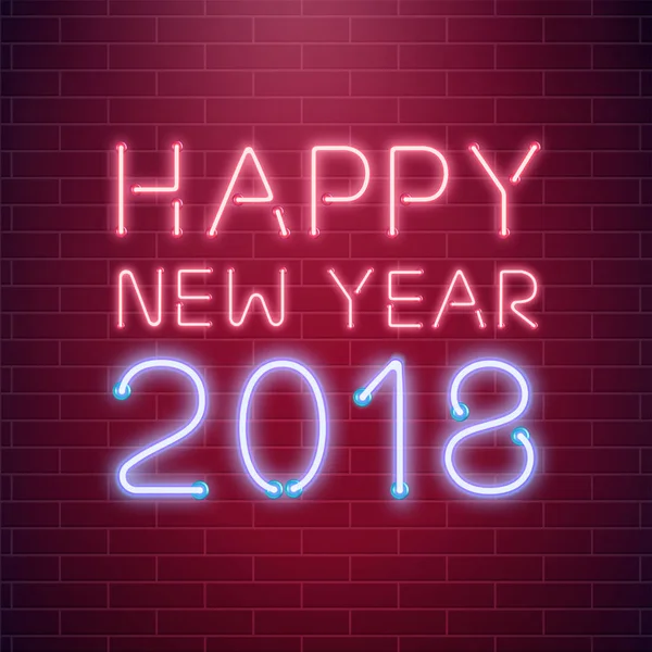2017 Ano Novo brilhando banner de néon. Ilustração vetorial . — Vetor de Stock
