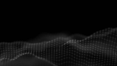 3D arka arka plan ağ kavramı. Gelecek teknolojisi resimde arka plan. 3D manzara. Büyük veri. Bağlantıları noktalar ve çizgiler koyu arka plan üzerinde tel çerçeve yatay.