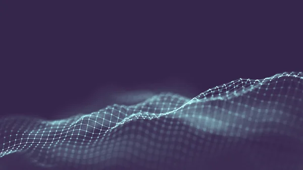 Datateknik abstrakt futuristisk illustration. Låg poly form med anslutande prickar och linjer på mörk bakgrund. 3D-återgivning. Visualisering av stora data . — Stockfoto