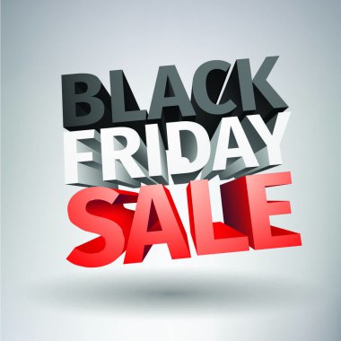 Beyaz arka plan üzerinde izole 3d büyük Cuma satış metin. Vektör çizim .