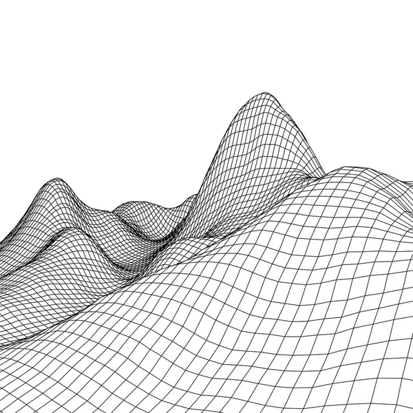 Abstrakt vektor landskap bakgrund. Nätet för cyberrymden. 3D-teknik illustration. — Stock vektor