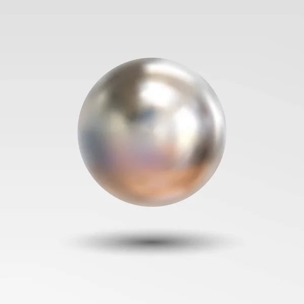 Chrome ball reális elszigetelt fehér background — Stock Vector