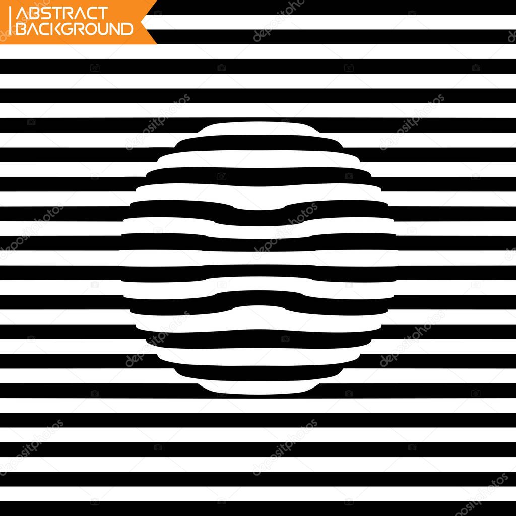 A black and white geometrical distortion optical illusion