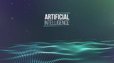 Arkaplan 3D ızgarası. Ai teknoloji kablo şebekesi fütüristik kablo şeması. Yapay zeka. Siber güvenlik arka plan Vektör illüstrasyonu