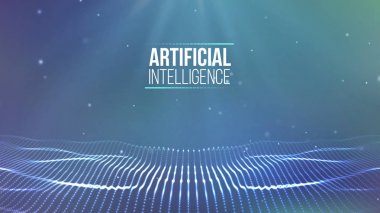 Arkaplan 3D ızgarası. Ai teknoloji kablo şebekesi fütüristik kablo şeması. Yapay zeka. Siber güvenlik arka plan Vektör illüstrasyonu