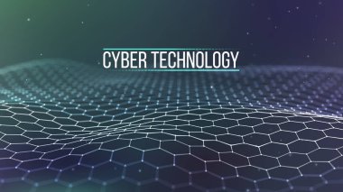 3D kılavuz arka plan. Siber teknoloji AI Teknoloji Tel ağ fütüristik tel kafes. Yapay zeka. Siber Güvenlik arka plan vektör çizim