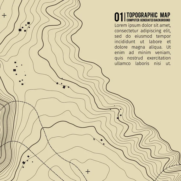 Mapa topográfico de fundo com espaço para cópia. Linha topografia mapa contorno fundo, grade geográfica ilustração vetor abstrato. Trilha de caminhadas de montanha sobre o terreno . —  Vetores de Stock