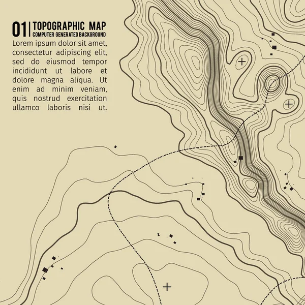 Fond de carte topographique avec espace pour la copie. Ligne topographie carte contour arrière-plan, grille géographique illustration vectorielle abstraite. Sentier de randonnée en montagne sur terrain . — Image vectorielle