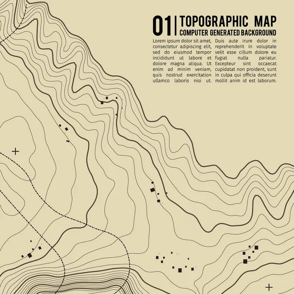 Τοπογραφικό φόντο χάρτη με χώρο για αντιγραφή. Γραμμικός τοπογραφικός χάρτης περίγραμμα φόντου, γεωγραφικό πλέγμα αφηρημένη διανυσματική απεικόνιση. Διαδρομή ορεινού πεζοπορικού εδάφους . — Διανυσματικό Αρχείο