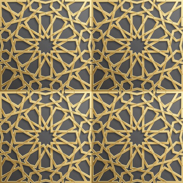 Seamless islamic pattern 3d . Traditional Arabic design element.