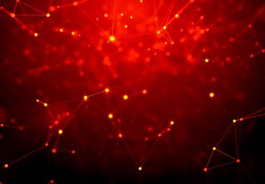 Kırmızı geometrik arka plan... Fütüristik teknoloji tarzı. Neon işareti. Fütüristik teknoloji Hud öğesi. Zarif arka plan. Büyük veri görselleştirme .