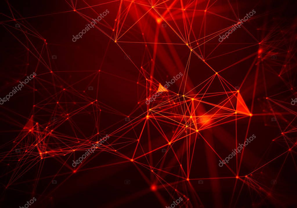 Abstract Red Geometrical Background ..Futuristic technology style. Neon Sign . Futuristic