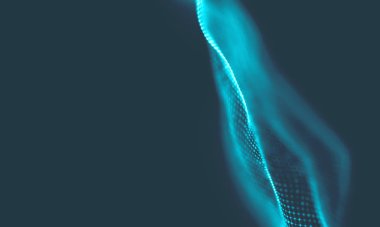 Müzik arka plan. Büyük veri parçacık akışı görselleştirme. Bilim Infographic fütüristik illüstrasyon. Ses dalgası. Ses görselleştirme