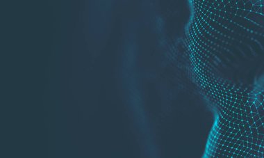 Müzik arka plan. Büyük veri parçacık akışı görselleştirme. Bilim Infographic fütüristik illüstrasyon. Ses dalgası. Ses görselleştirme