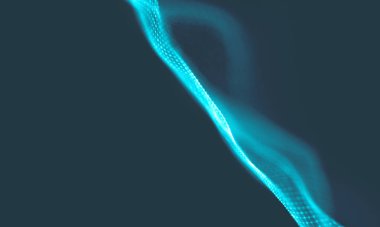 Müzik arka plan. Büyük veri parçacık akışı görselleştirme. Bilim Infographic fütüristik illüstrasyon. Ses dalgası. Ses görselleştirme